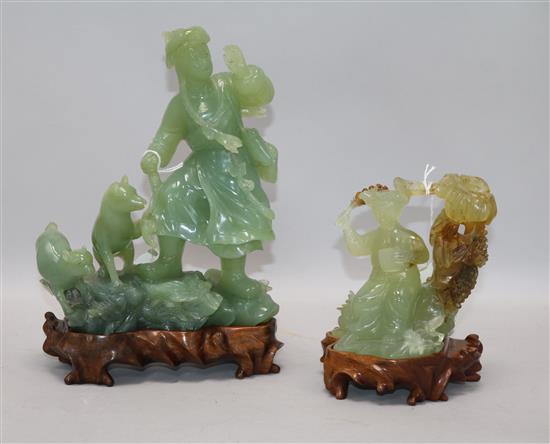 Two Chinese carved bowenite groups